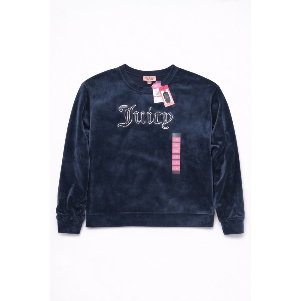 Juicy Couture Velour Crew Neck Sweatshirt Women’s XXL Navy Blue NWT